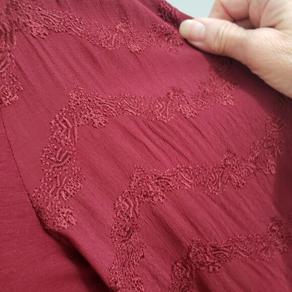 Vanessa Virginia by Anthro Lenora Waist Knot Tie Cranberry Jersey Knit Top Small - Picture 7 of 10